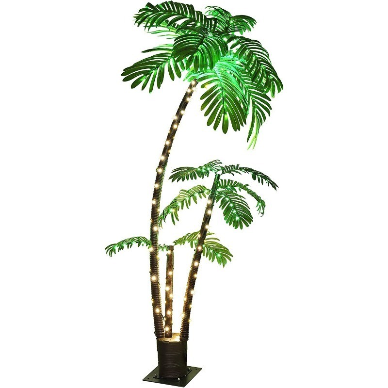 6Ft Artificial Palm Tree Outdoor for Patio Party Decor Hawaiian with 8 Modes