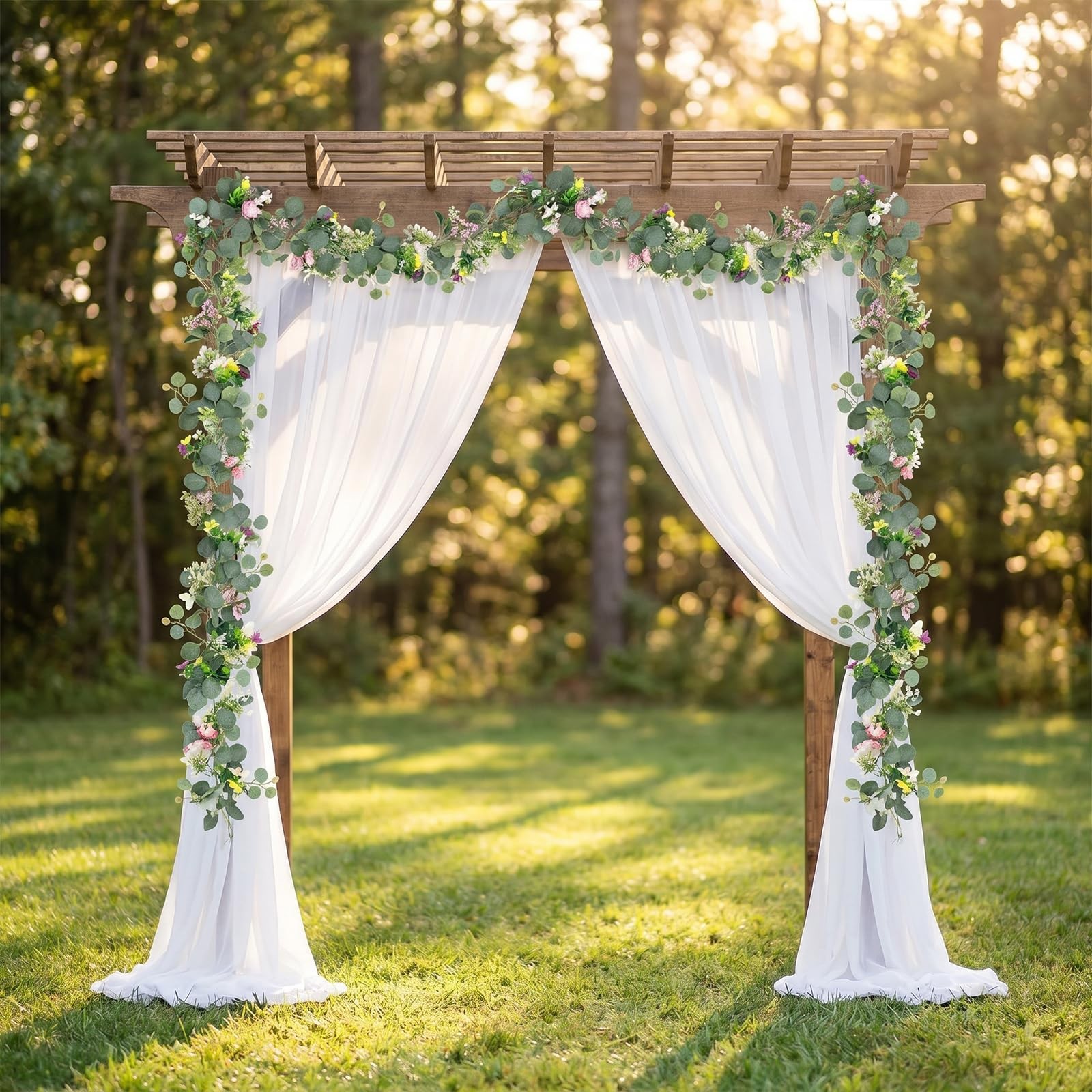 5.68 FT Artificial Daisy Garland with 3D Butterfly, Hanging Fake Flowers Gree…