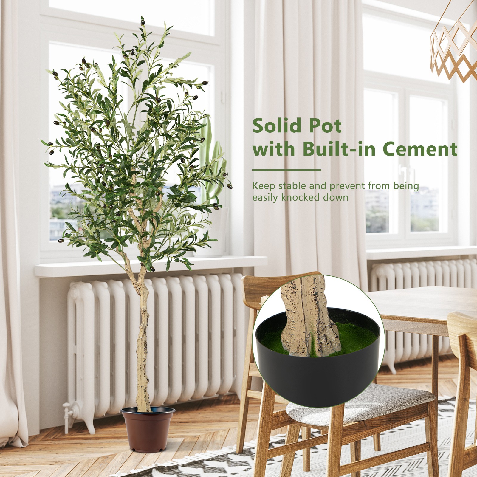 RENATONE 2-Pack Artificial Olive Tree 6 FT Tall Faux Olive Plants