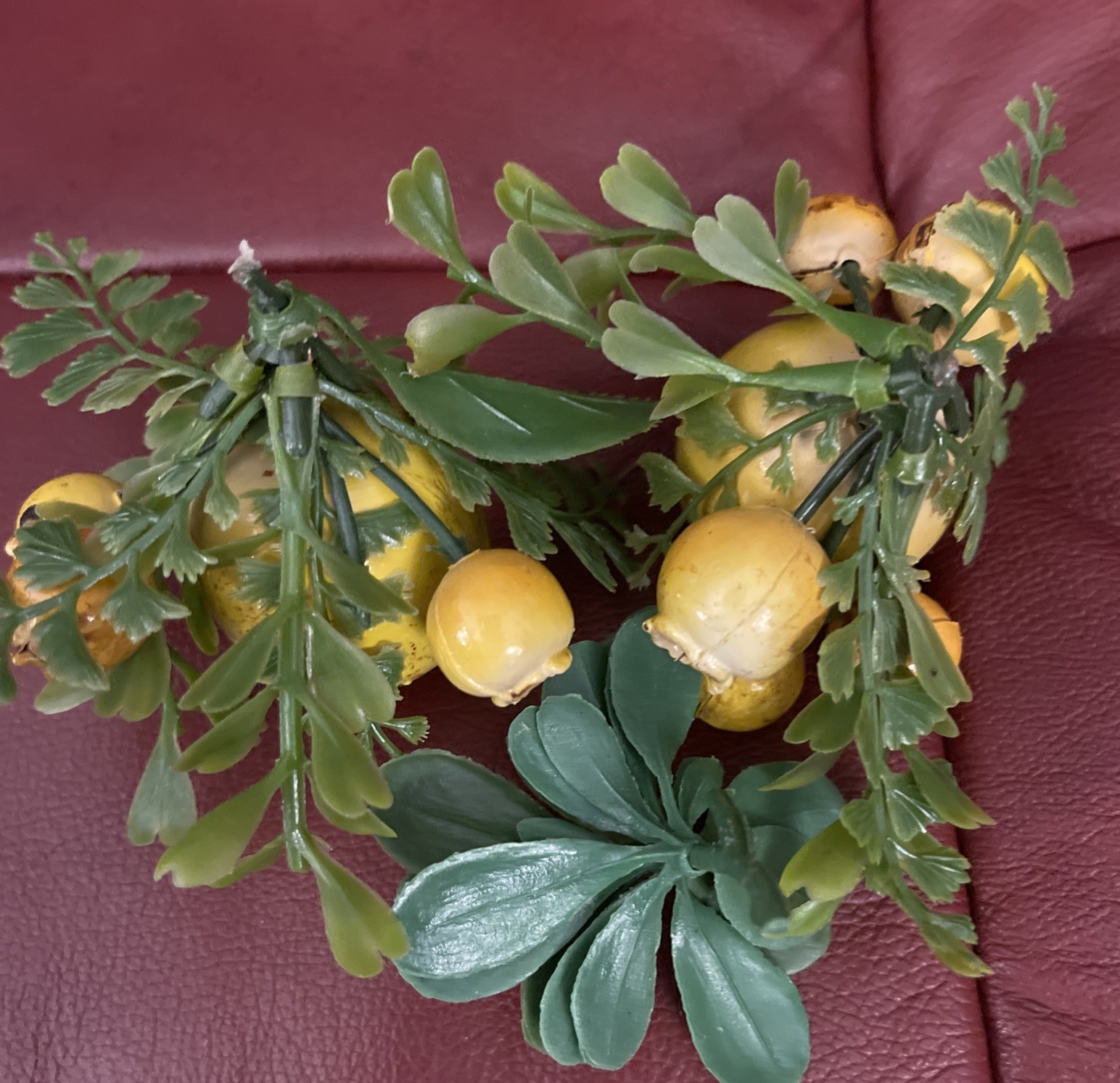 Vintage Plastic MCM Faux Greenery Retro Crafts Acorn Nuts Fruit Leaves 28 Piece