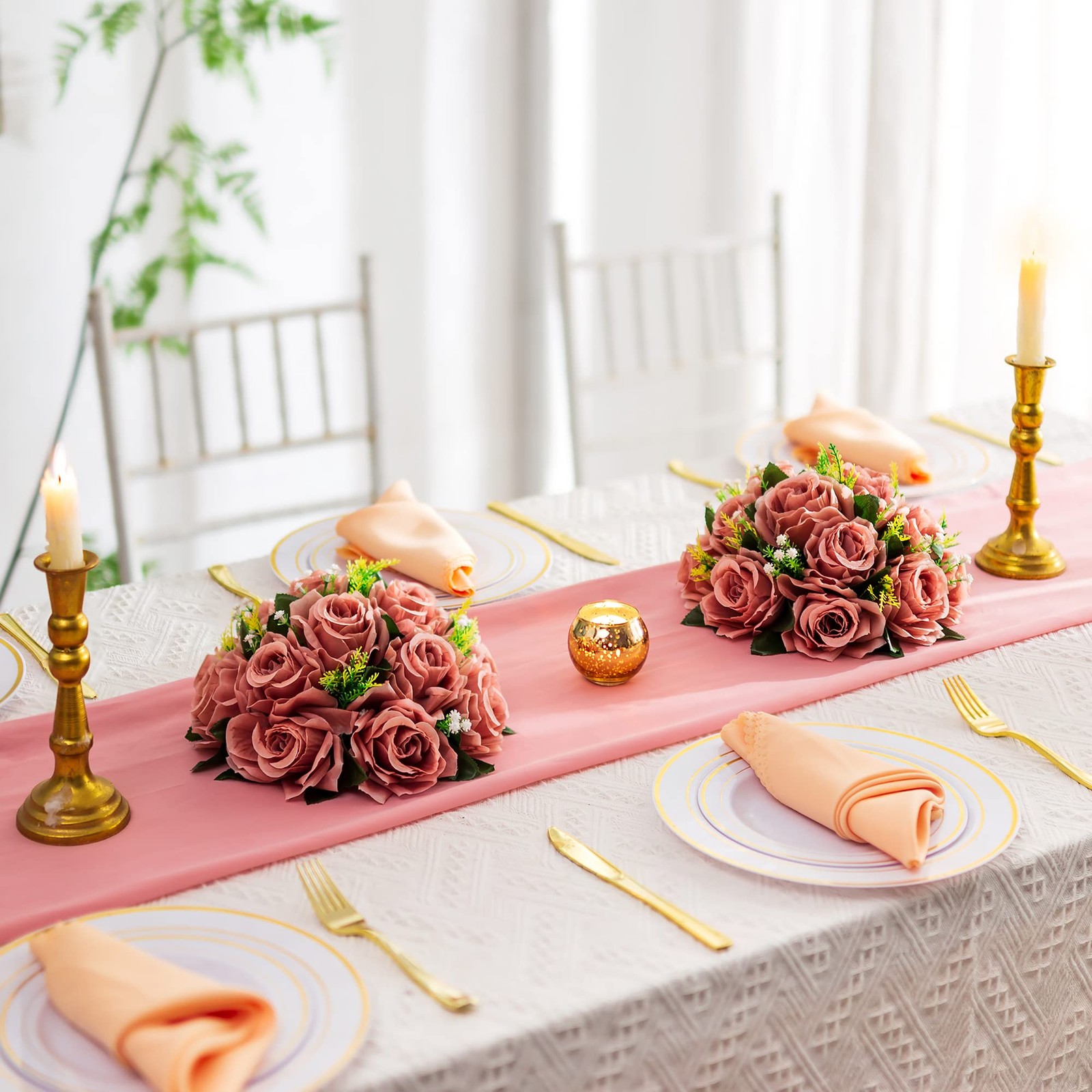 Dusty Rose Flower Balls Centerpieces Wedding Table Decorations 2 PCS