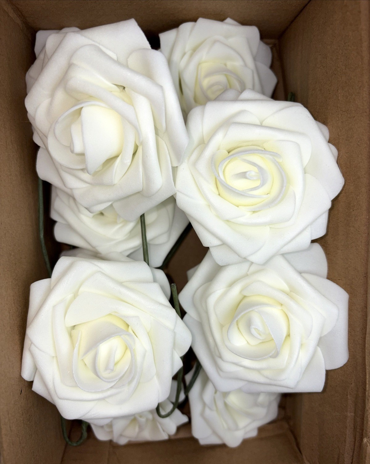 12 Pcs Artificial Flowers Off-White Rose Heads Feels like velvet/suede