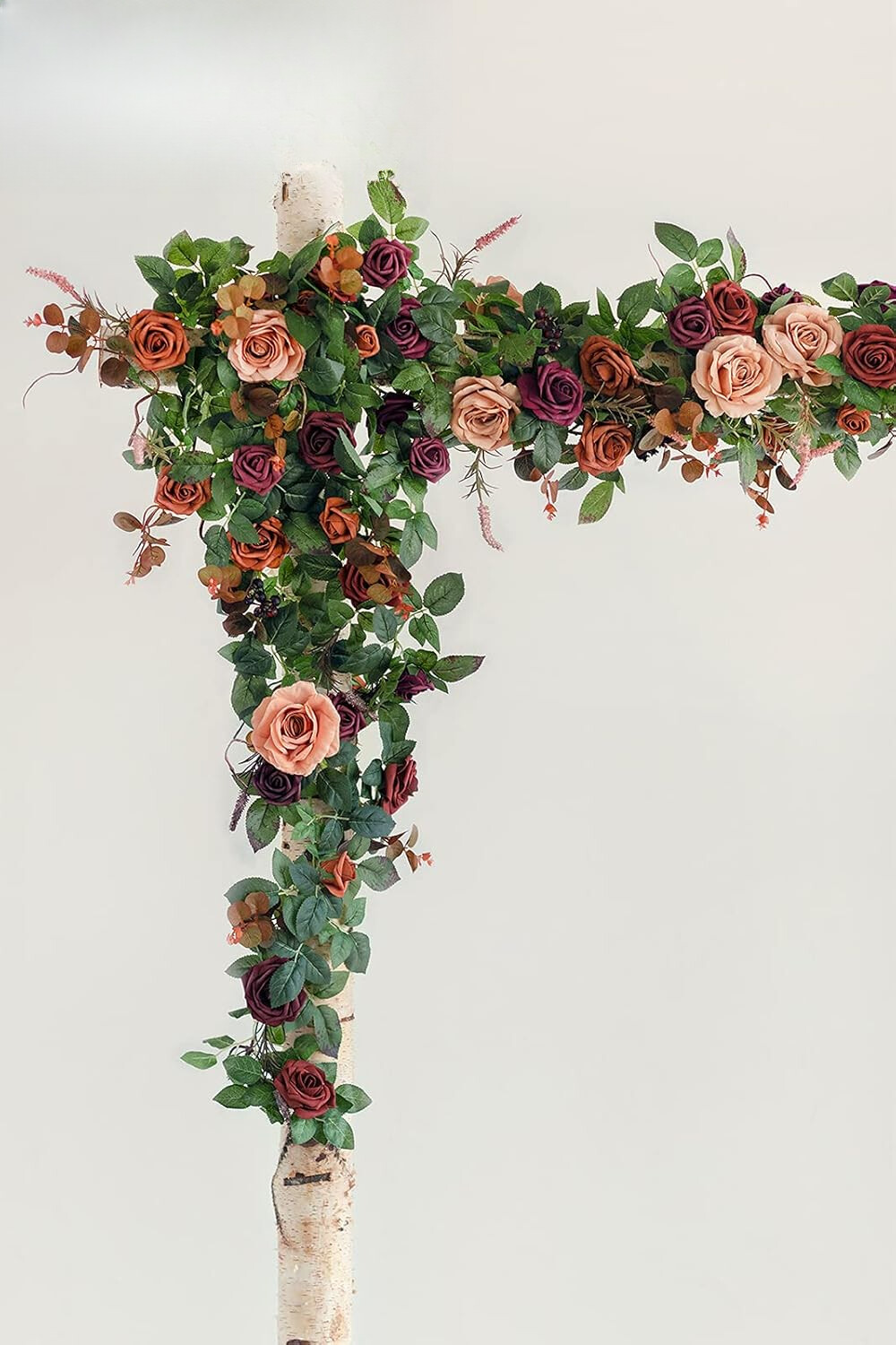 Terracotta Artificial Flower Garland Rose Eucalyptus Leaves Fall Floral Garland