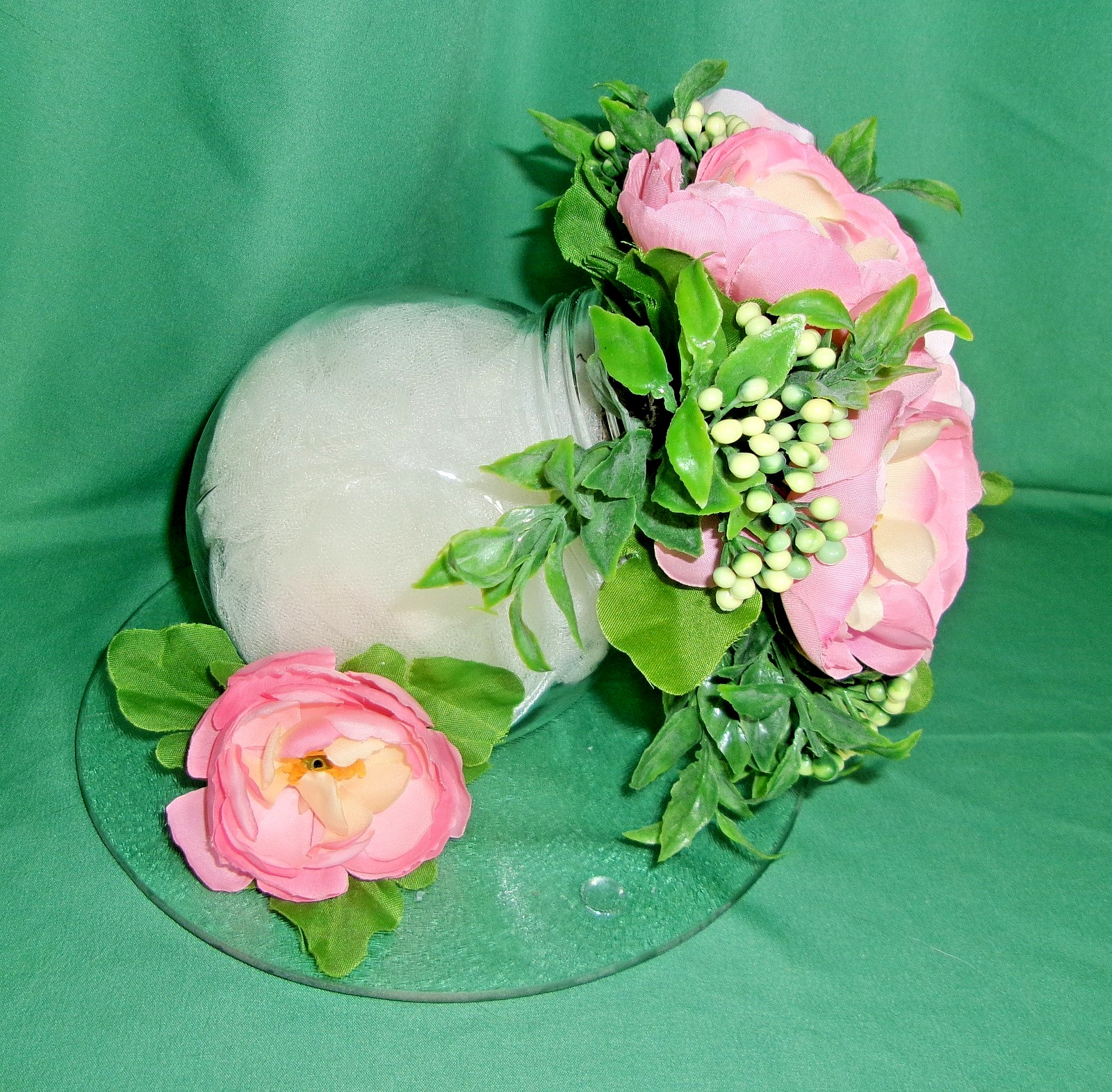 Floral Arrangement Tilted Silk Pink Floral Decoration Counter Table Top Gift
