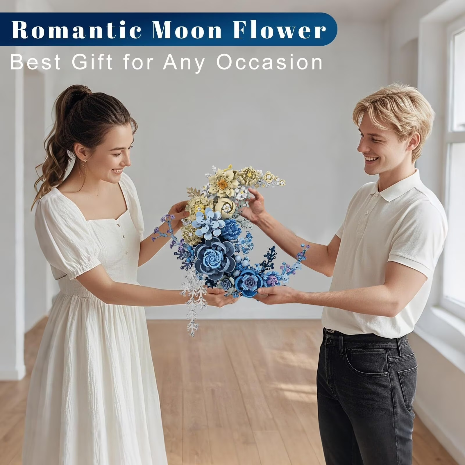 Blue Moon Flower Building Kit, Compatible with LEGO
