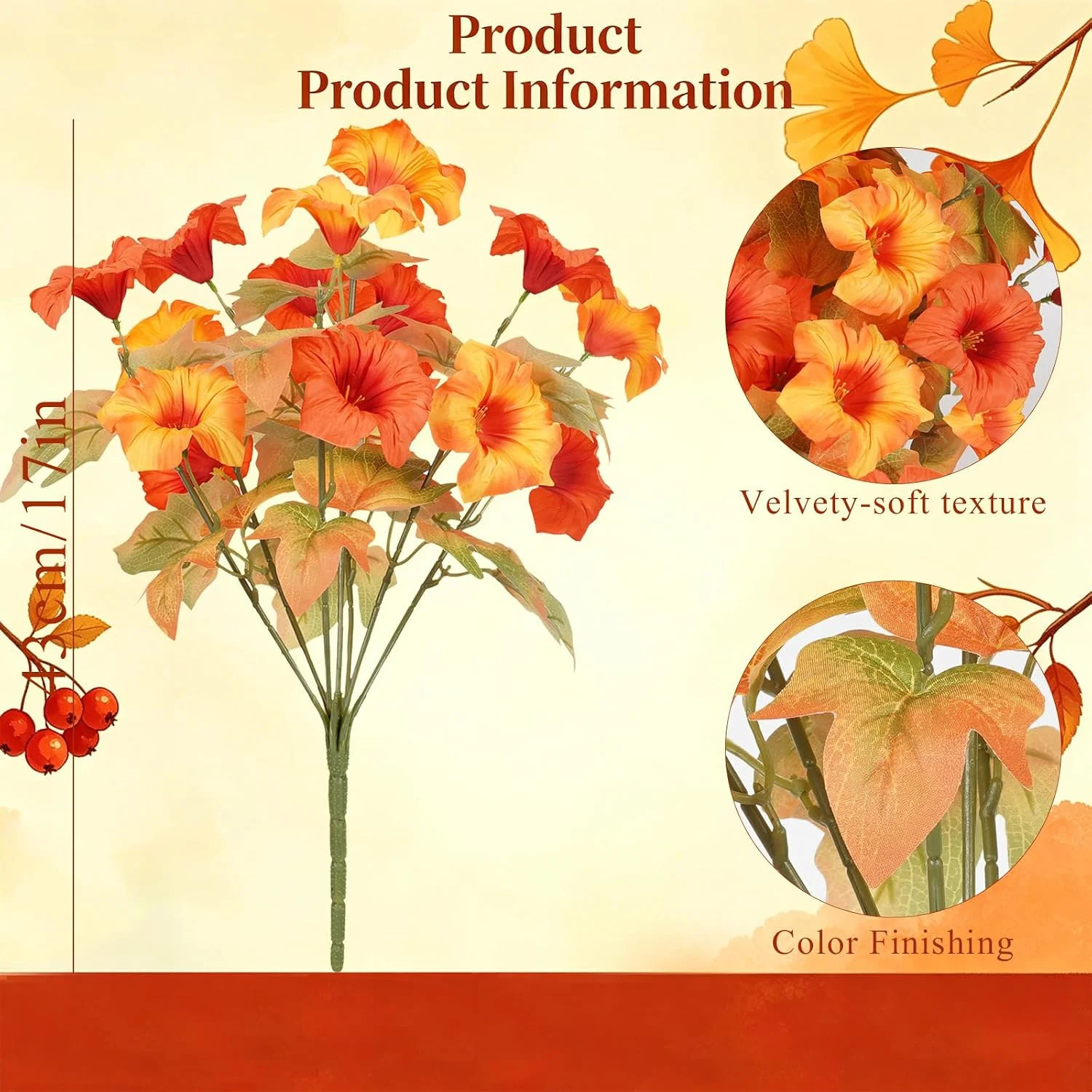 Artificial Fall Flowers for Outdoors, Faux Petunias Autumn Decoration, Fake Flow