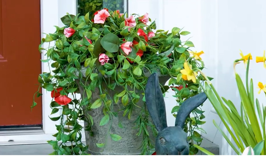 Garden Reflections 14″ Faux Morning Glory Hanging Basket Choose Color M79797