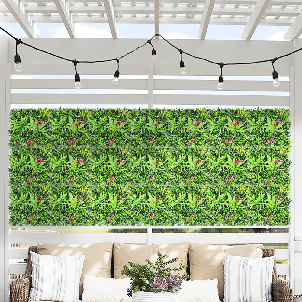 20″ Artificial Faux 3D Mix Leaves Wall Panel Fence Screen Home Outdoor Decor #12