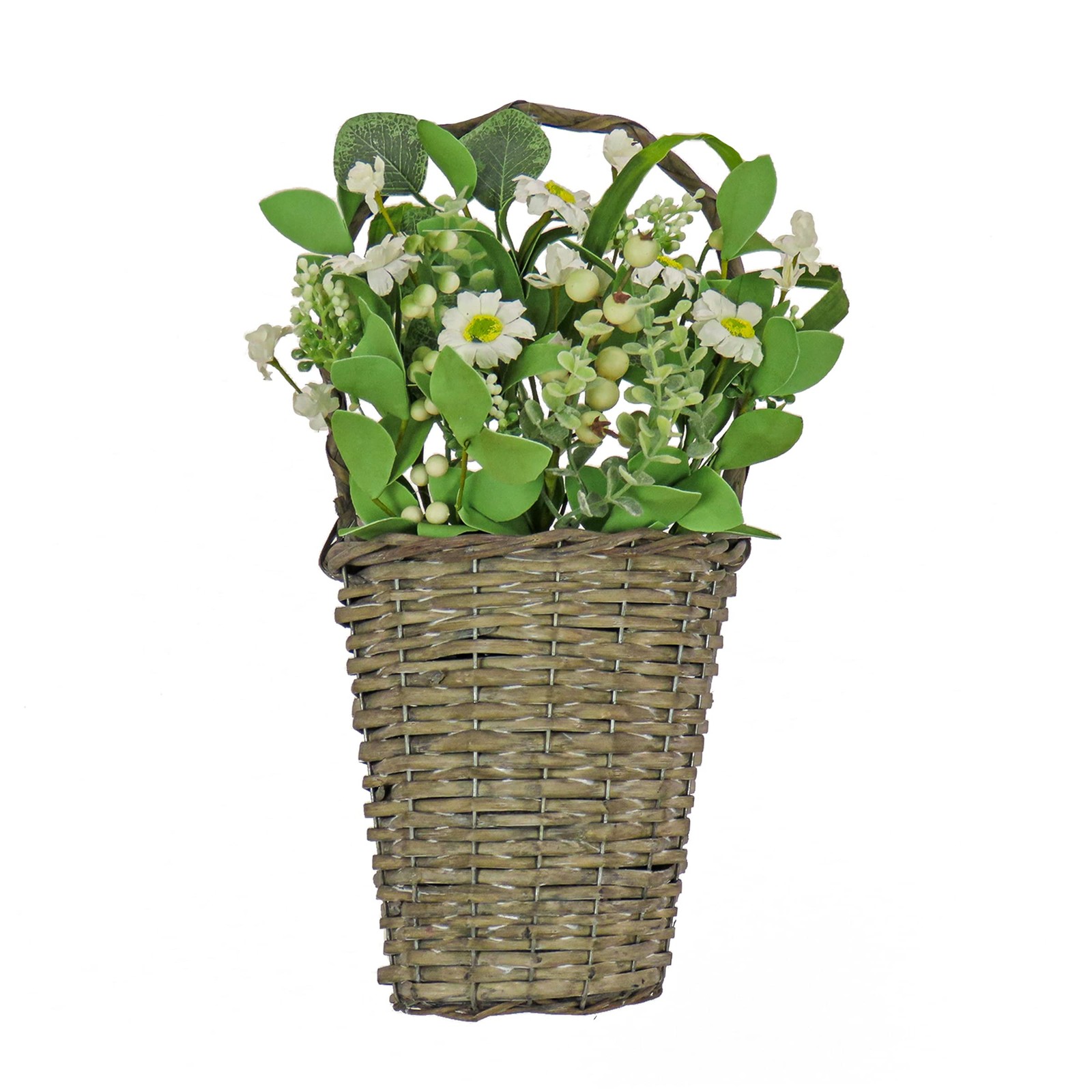 Artificial Hanging Wall Basket, Woven Branch Base, Decorated with Daisy Flowe…