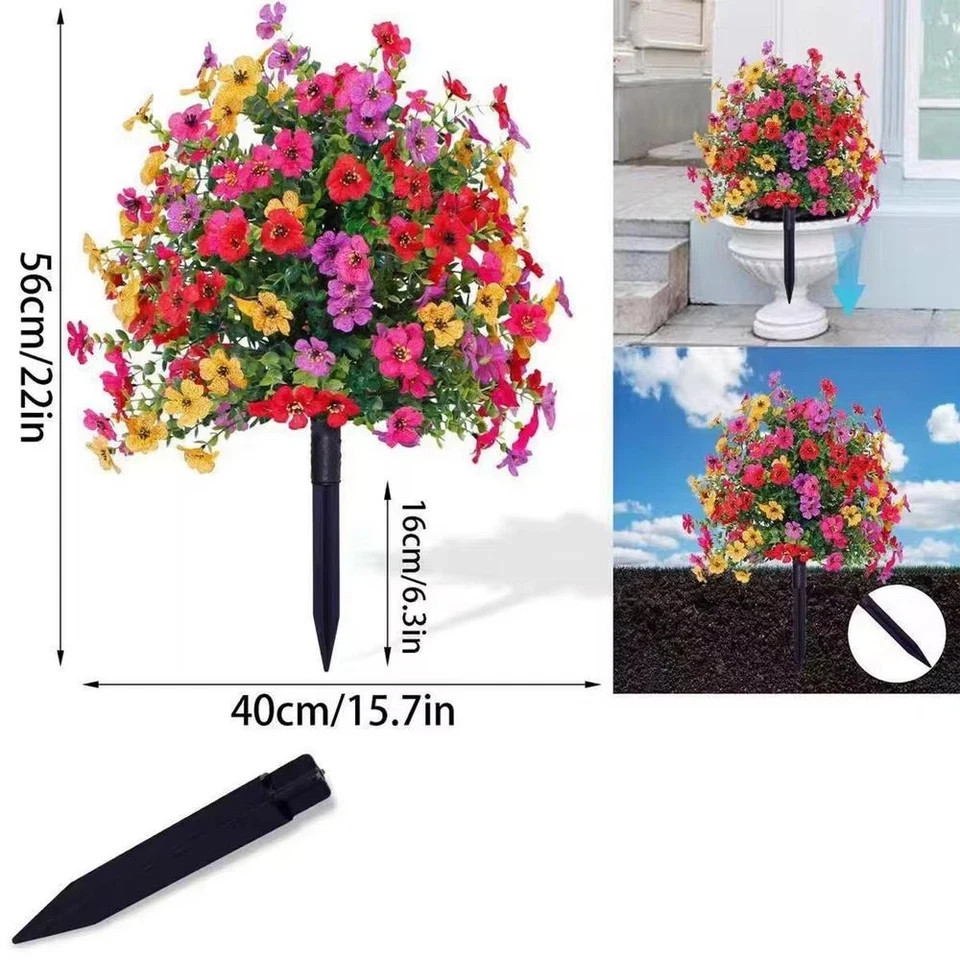 Artificial Violet Flowers with Ground Spike Fake Plants Garden Patio Yard Decor
