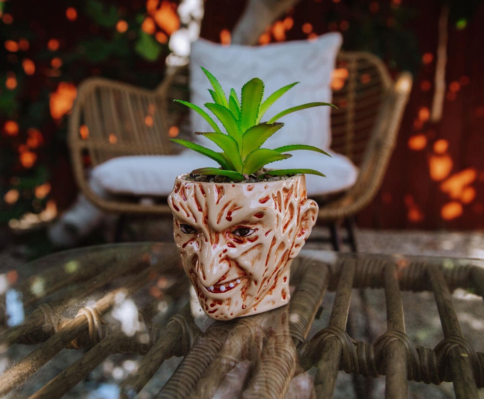 A Nightmare On Elm Street Freddy Krueger 3-Inch Ceramic Mini Planter With Artifi