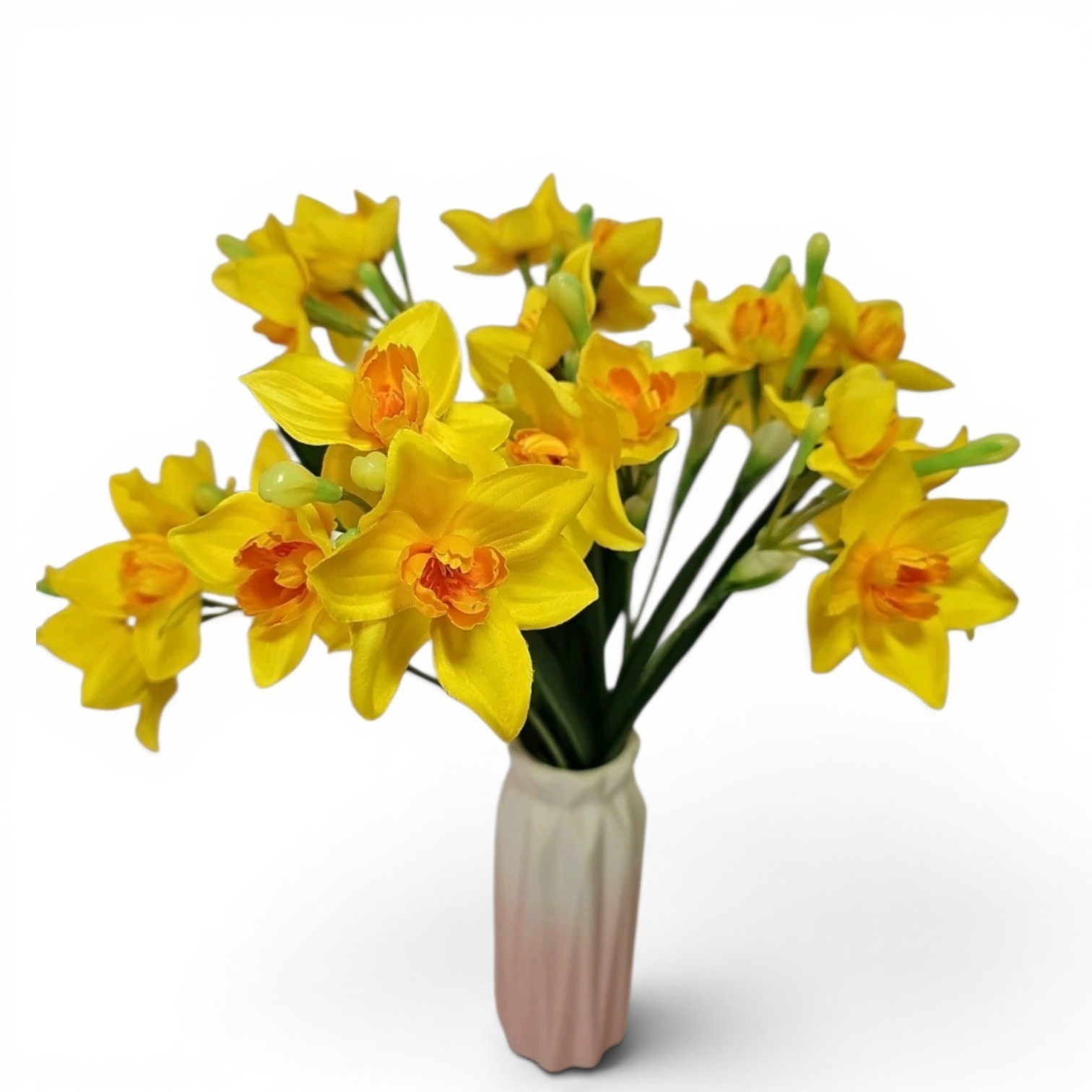 Artificial Daffodil Flowers 8 Stems Yellow Narcissus Faux Floral Decor No Vase