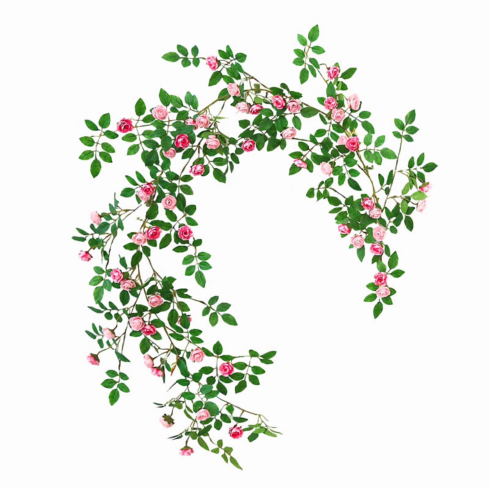 Shyshining 6FT Bendable Pink Rose Flower Garland, Artificial Silk Wild Roses …