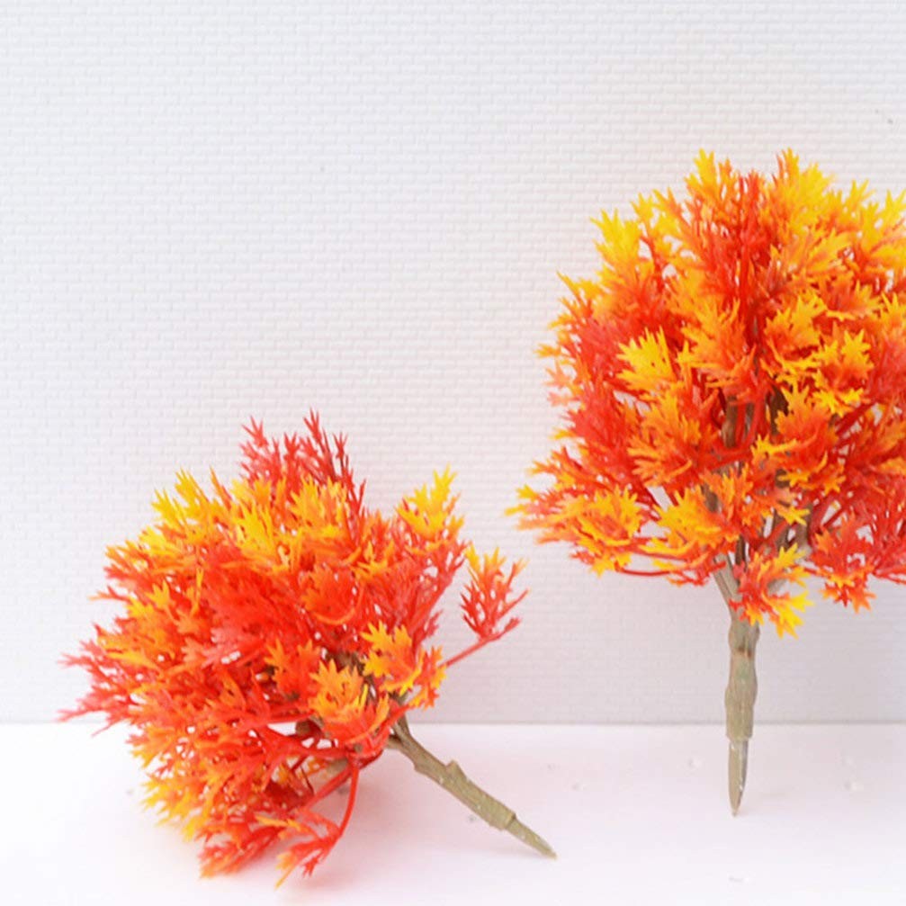 Mini Artificial Maple Tree Plastic Model Miniature Figurine Ornaments 4 PCS