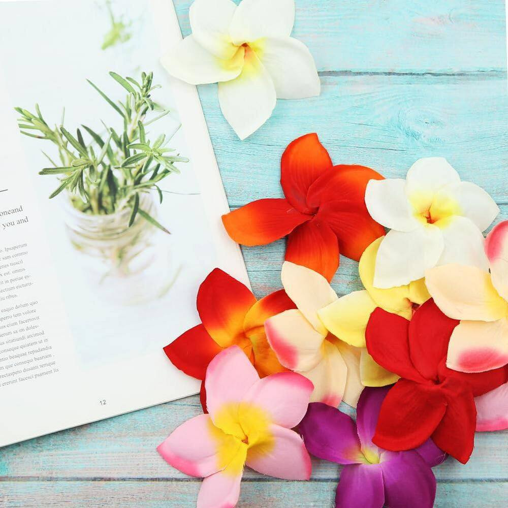 30 Pieces Artificial 3.5 In. Multicolor Indoor/Outdoor Plumeria Frangipani Silk