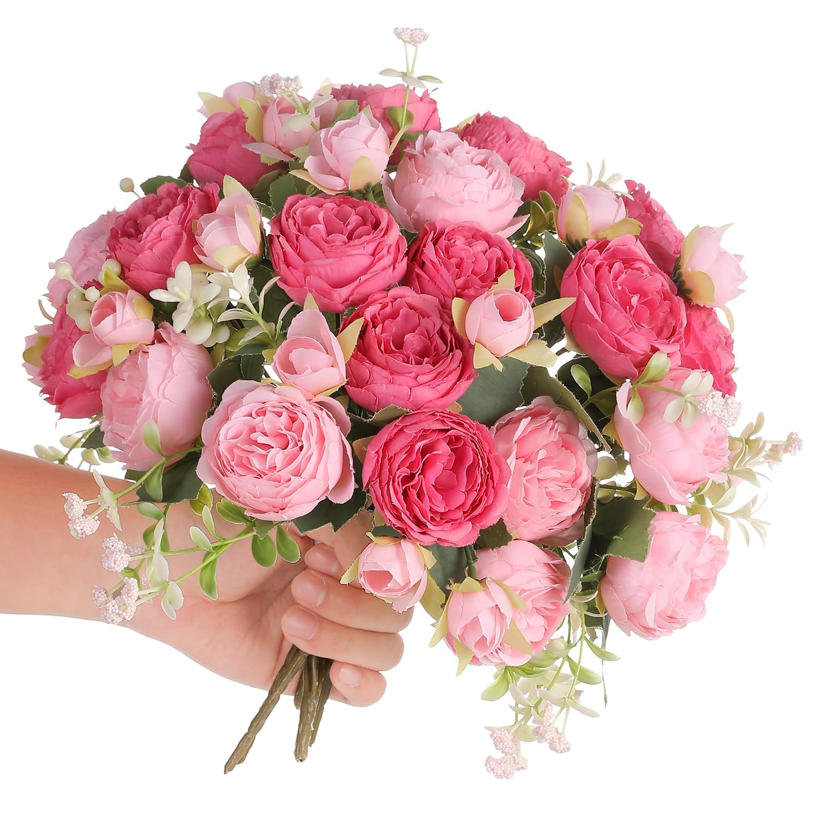 2 Bunches Peony Artificial Flowers Pink Flowers Silk Peonies Bouquets for Wed…