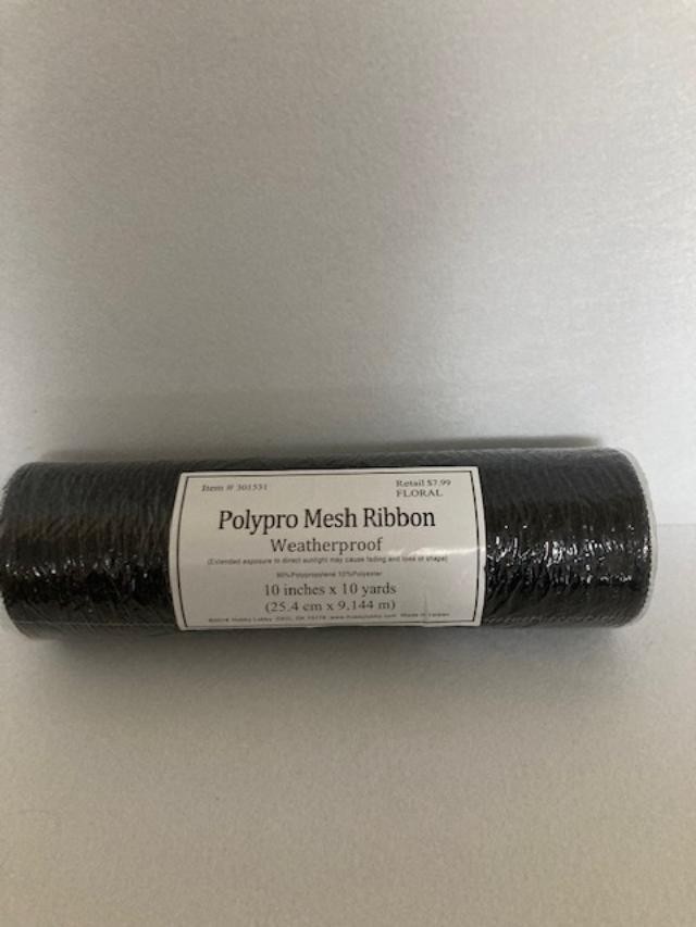 Hobby Lobby – Polypro Mesh Ribbon- Black – Weatherproof- # 301531 – New/Sealed –