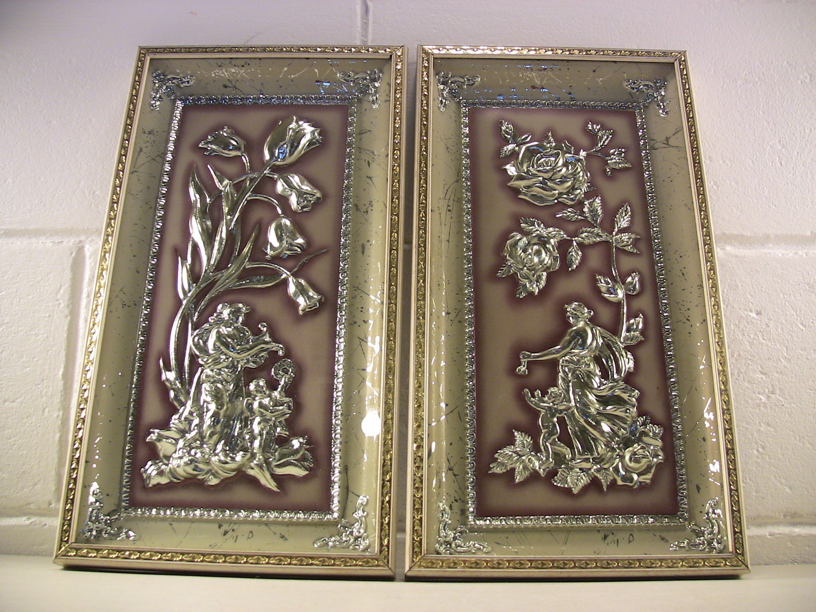 Vintage Cherub Pictures Wall Decor Goddess Nymph Flower Garden Shabby Cottage 3D