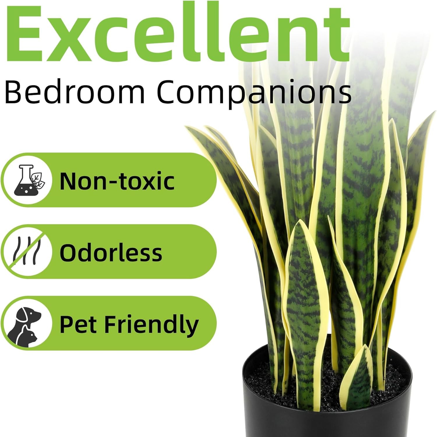 3Ft 2PCS Artificial Snake Plant, 35In Faux Sansevieria with PVC Lifelike Leaves