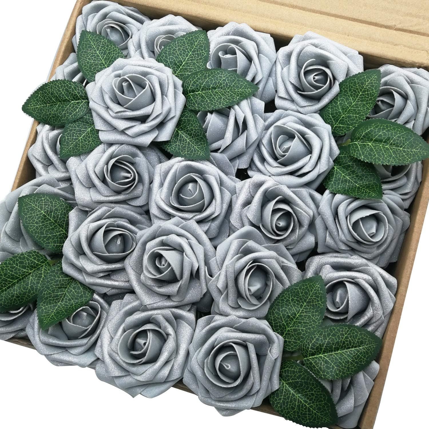 Jing-Rise Artificial Flowers 50PCS Real Looking Fake Roses
