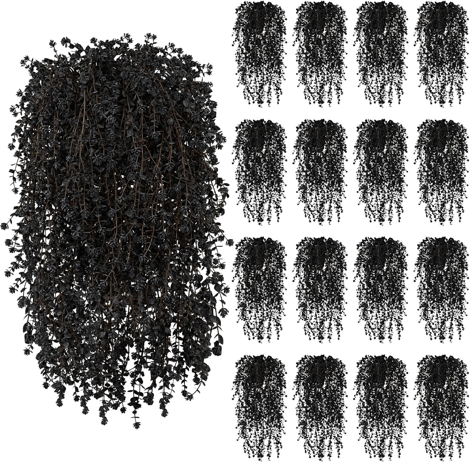 12Pcs Black Hanging Flowers Artificial for Halloween Gothic Decor | Black Hangin