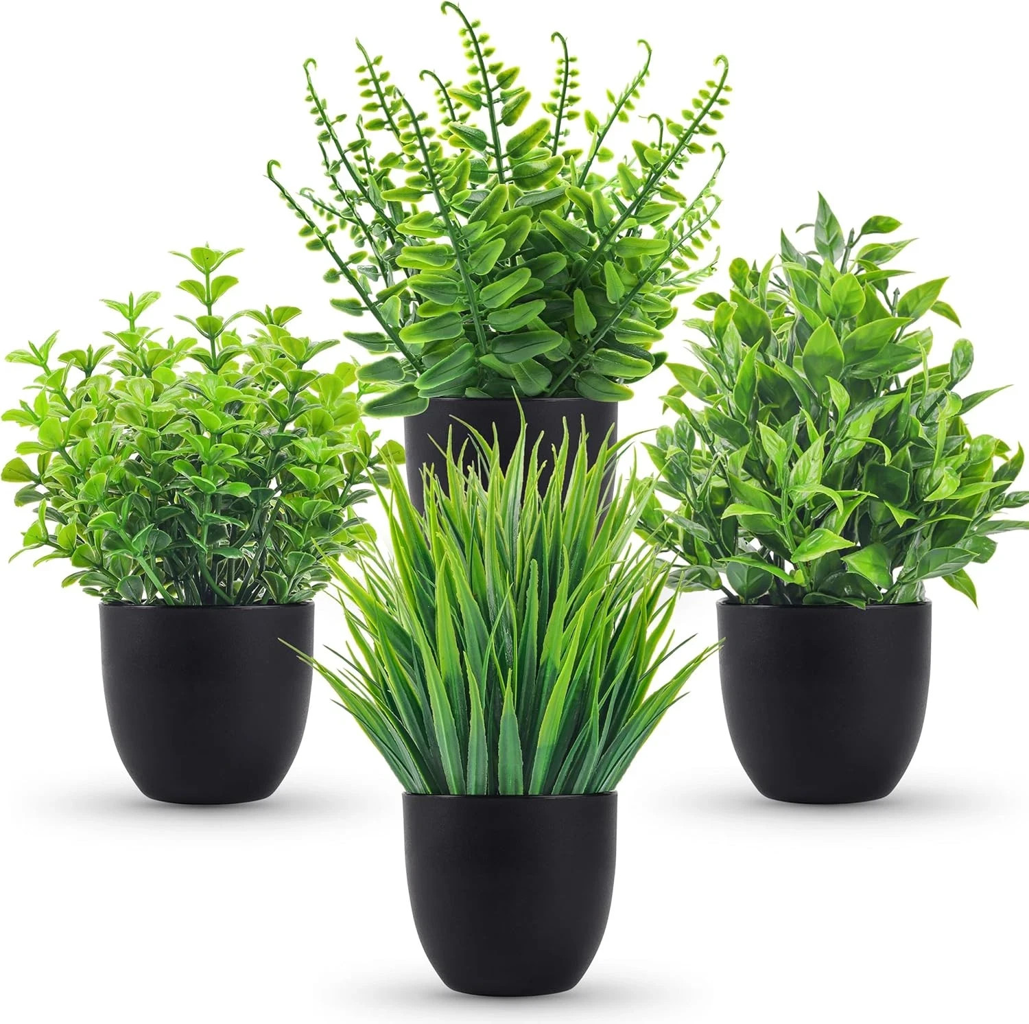 Fake Plants 4 Packs Artificial Plants Small Faux Black Bathroom Accessories
