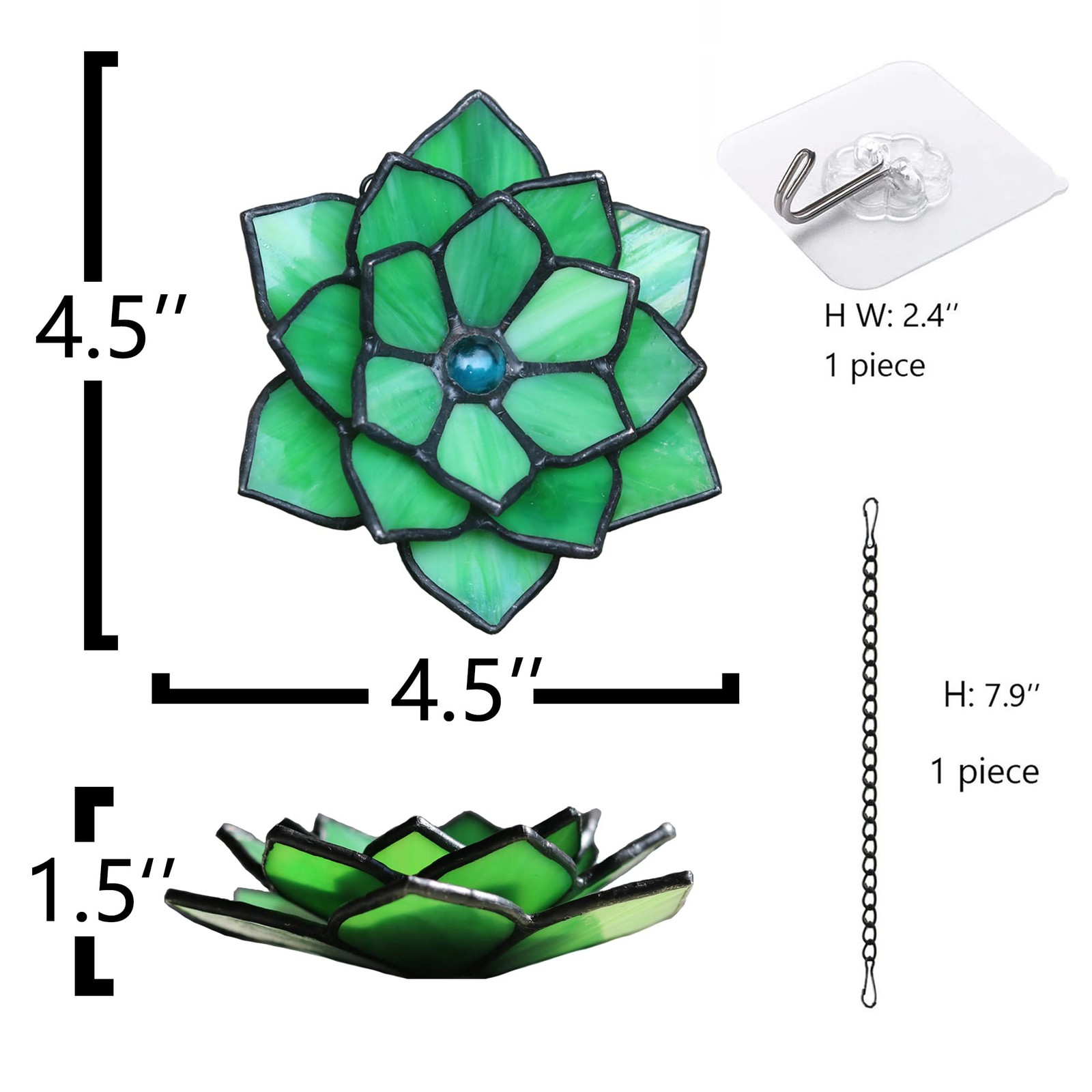 Artificial Succulent Plant, 1 pcs 3D Stained Glass Succulent Ornament, Handma…