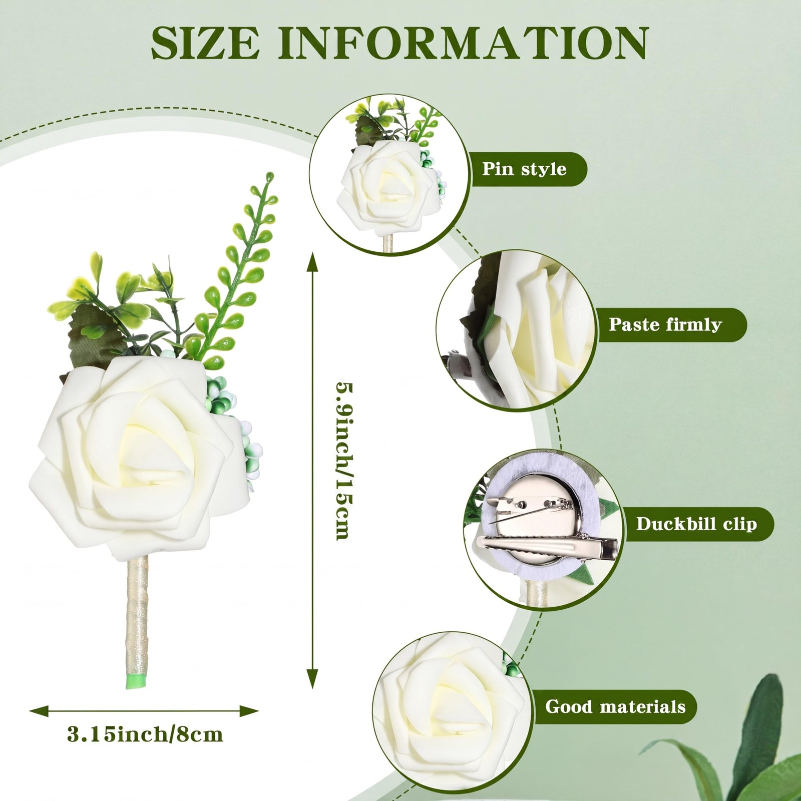 Retrowavy 32 Pcs Ivory White Rose Boutonniere Pins for Men Wedding Corsages G…