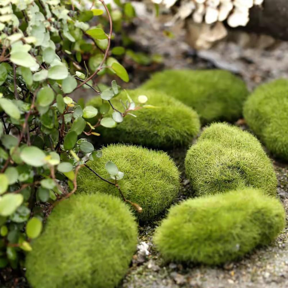 30 Pcs Green Artificial Moss Rocks for Fairy Gardens & Floral Decor
