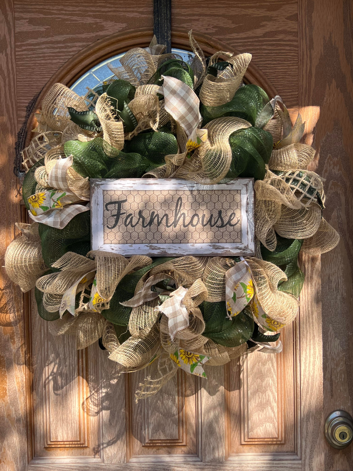 Deco Mesh Wreath| Farmhouse Front Door Wreath| Home decor | Country | Green
