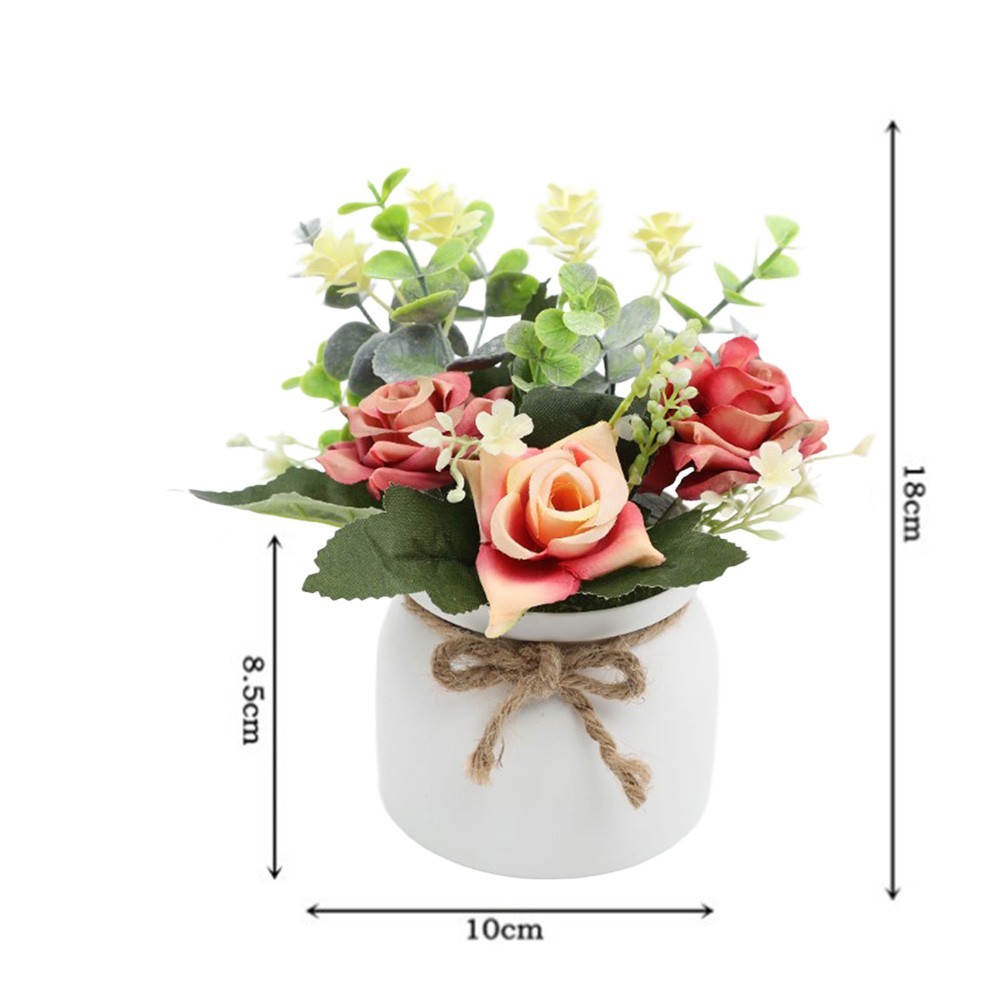 Silk Rose Eucalyptus Camellia Artificial Flowers Potted Plant Nordic Home Office
