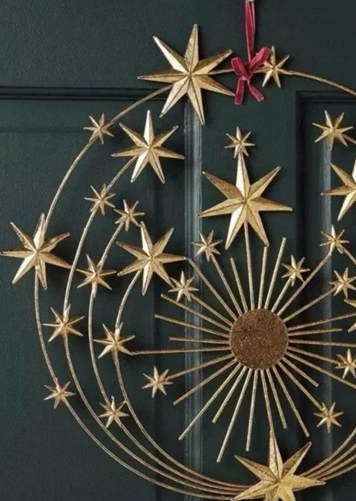 Anthropologie Terrain Hedy Iron Celestial Stars Starry Wreath Gold RARE New