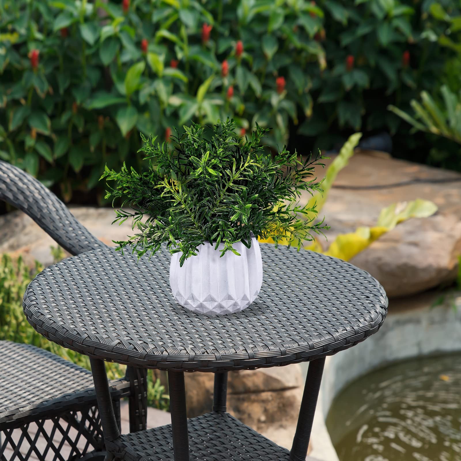 3 Pcs Faux Potted Plants Set – Artificial Eucalyptus, Rosemary, Boxwood Green…