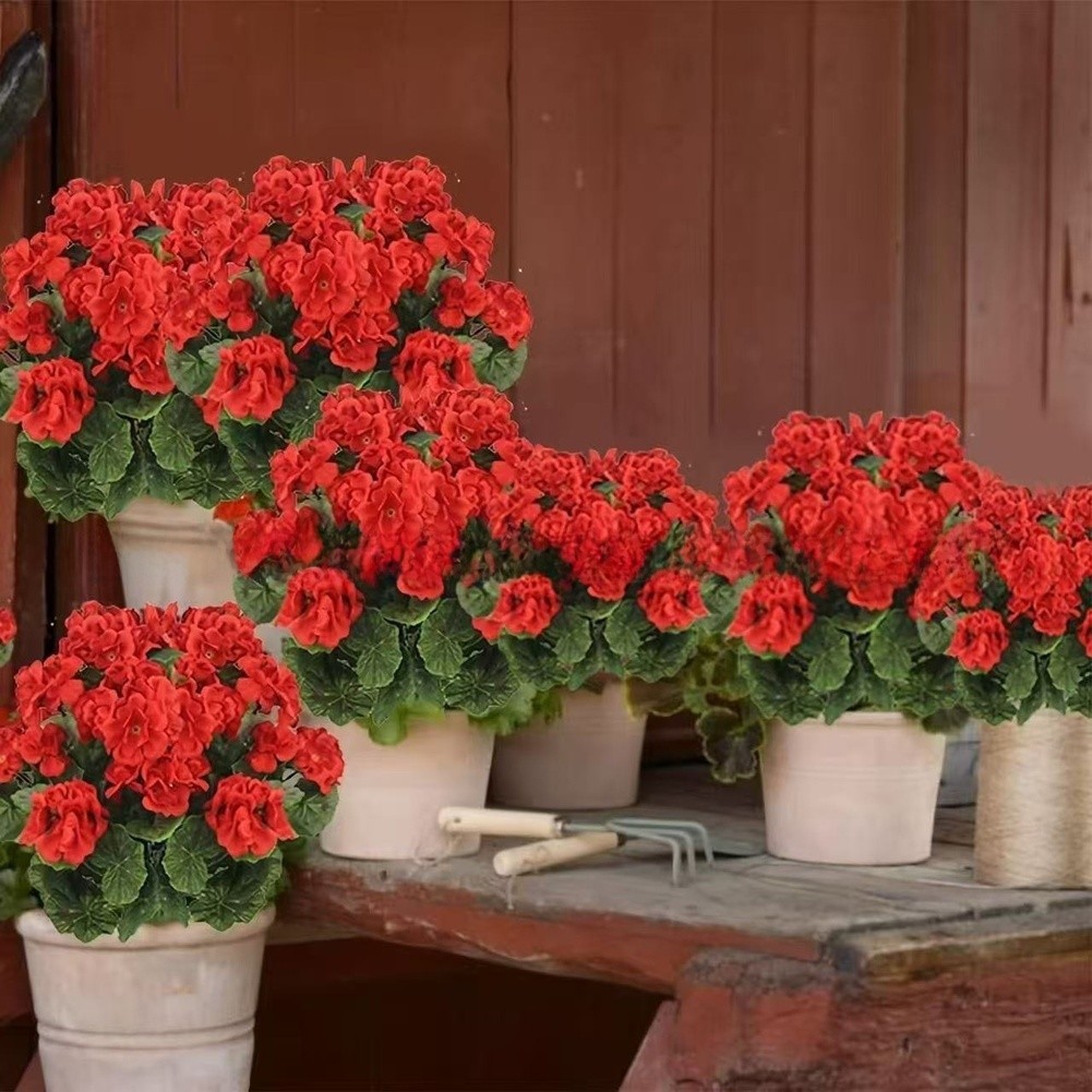 Red Red White Begonia Flower 36cm Plastic Table Decor for Wedding Event