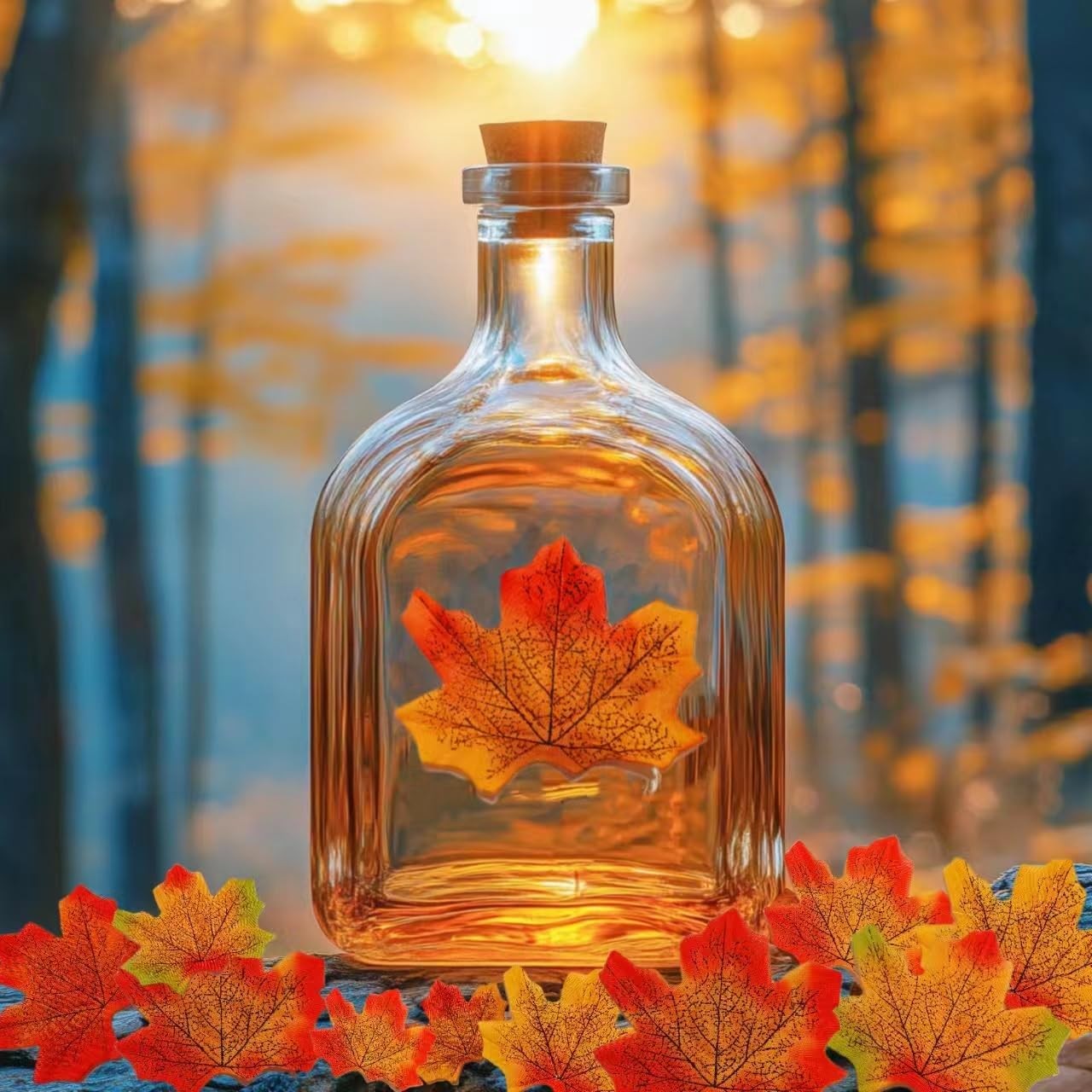 300 Pcs Artificial Autumn Maple Leaves, Mixed 6 Colors Fake Fall Leaves Decor…