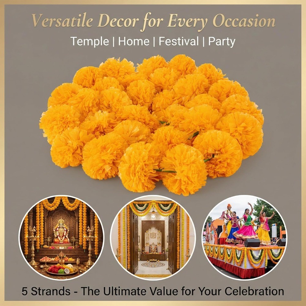 Marigold Garland for Decoration Indian Diwali Day of The Dead Wedding Decor Pale