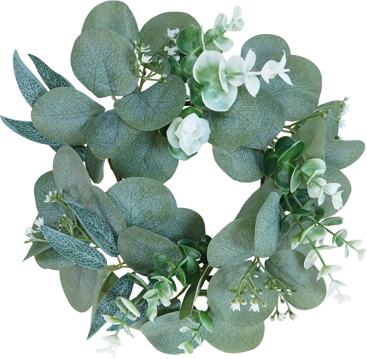 Artificial Eucalyptus Candle Rings – Set of 4 Greenery Wreaths for Holders