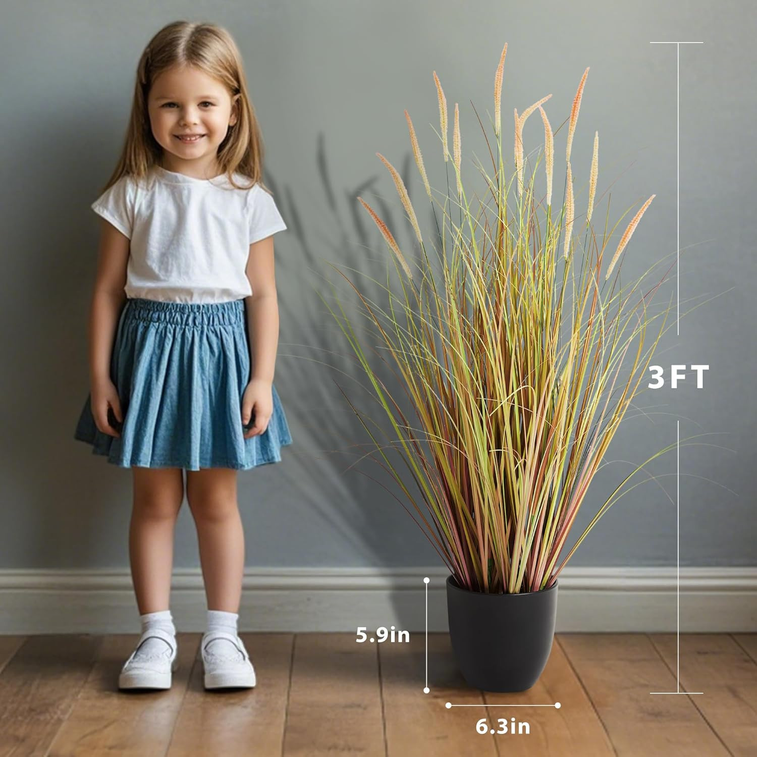 3Ft 2-Pack Artificial Cattail Grass for Home, Office, Wedding Decor