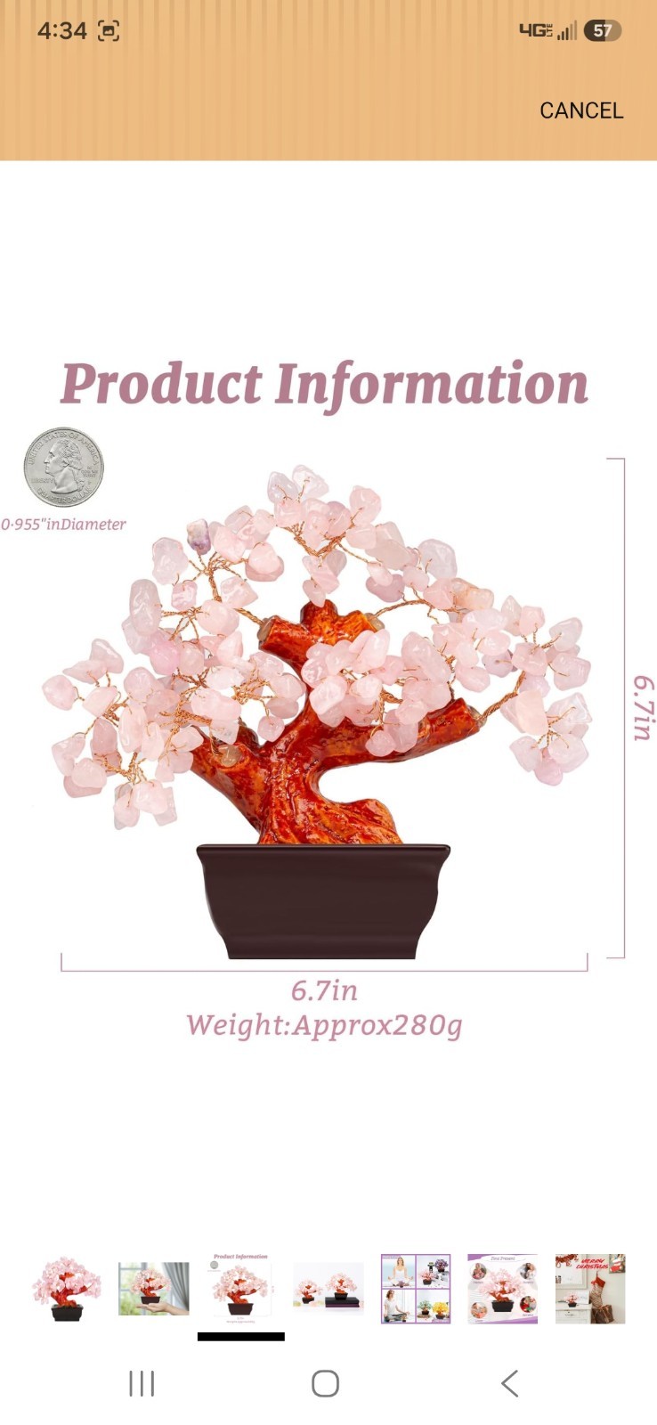 Rose Quartz Crystal Tree Pink Cherry Blossom Decor for Home Desk Office