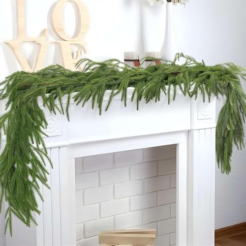 Christmas Garlands Artificial Norfolk Pine Garland Real Touch Faux Greenery 9FT