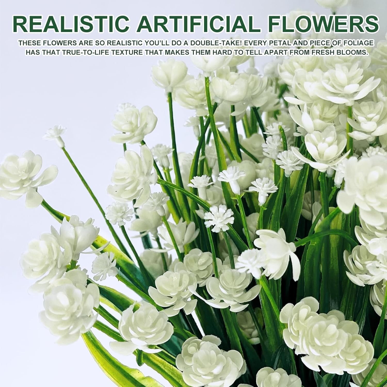Waterproof & Fade-Proof 20 Bundles Artificial Flowers for Gardens and Funerals