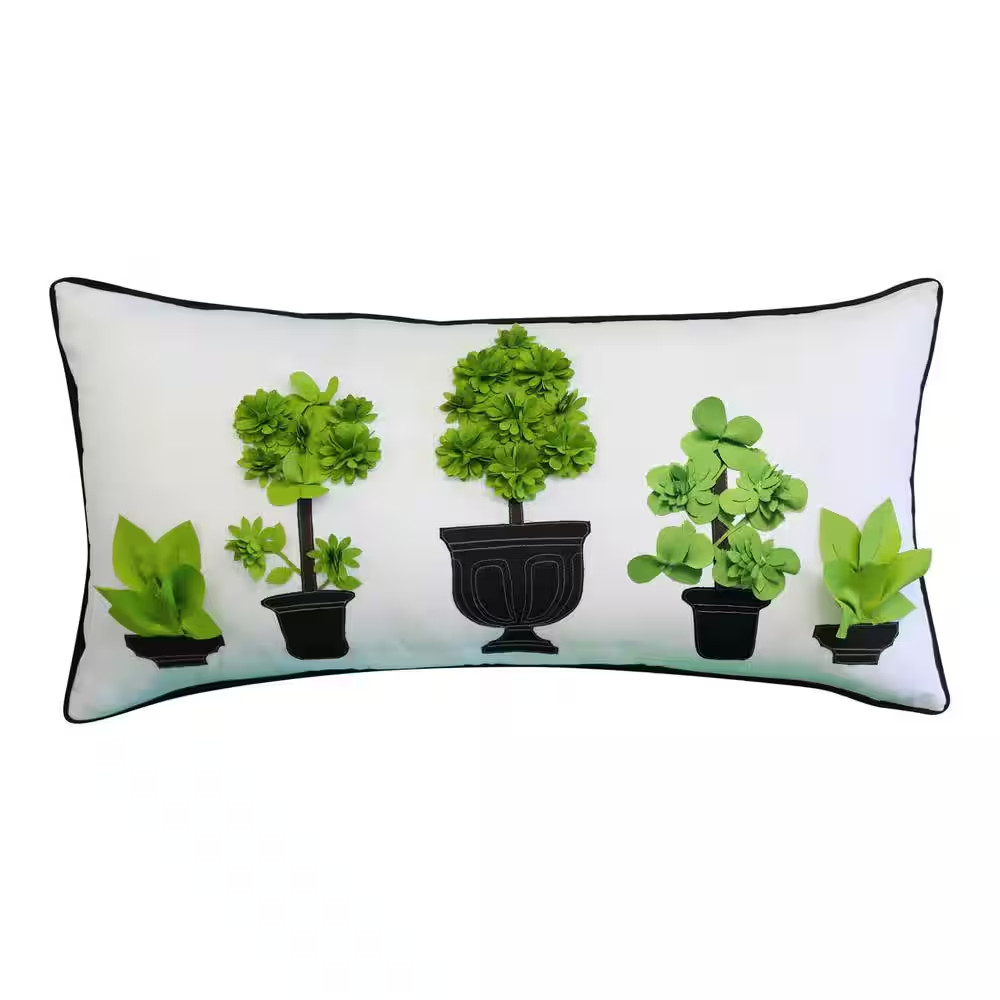 Multi-Colored Dimensional Potted Topiary with Embroidery Indoor/Outdoor 13 X 25