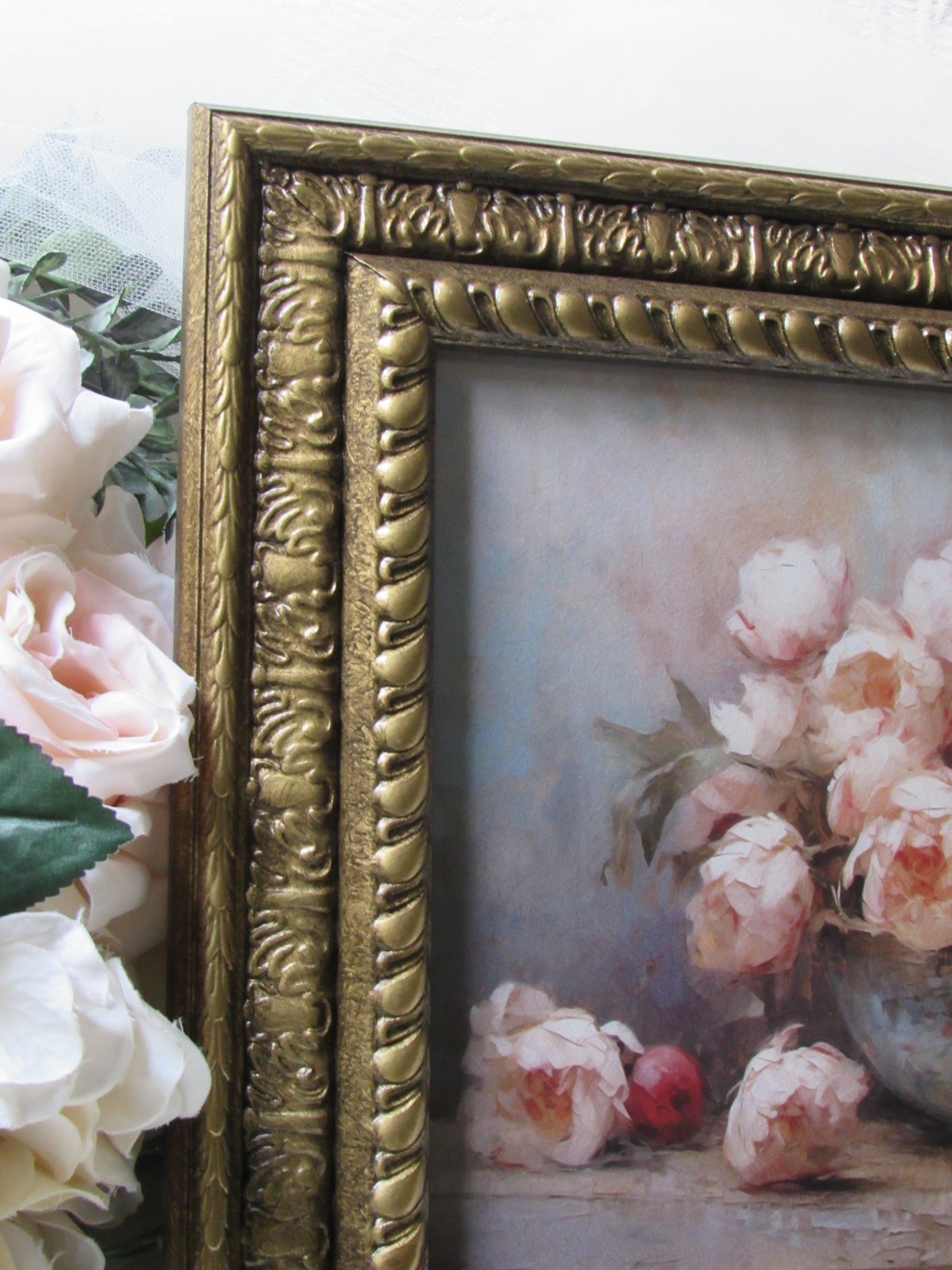 Pink Peony Home Decor,Antique Gold 8×10,Baroque,Victorian,Grand Millennial,Rose