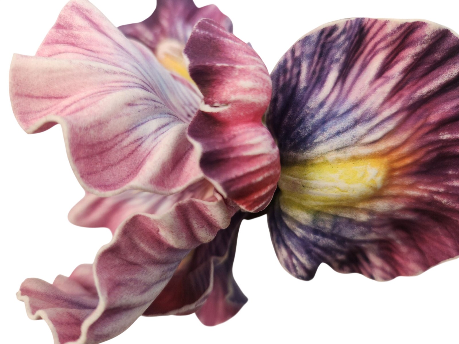 Artificial Iris Flower 33 Inch Tall Purple Faux Iris Stem Hand Painted Look Flor