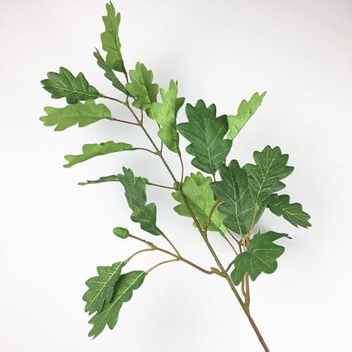 4Pcs Artificial Oak Tree Leaf Stems with Fruits Faux Oak Tree Branches Green Pla