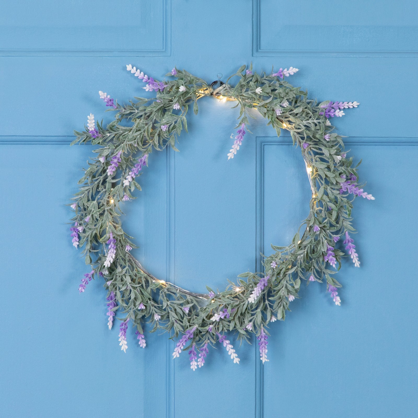 Northlight Artificial LED White Purple Lavender Spring Wreath 16″ White Lights