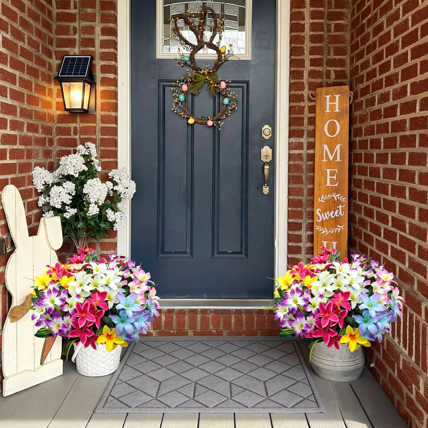Artificial Fake Flowers for Outdoor Decoration, 8 Bundles UV Resistant Artifi…