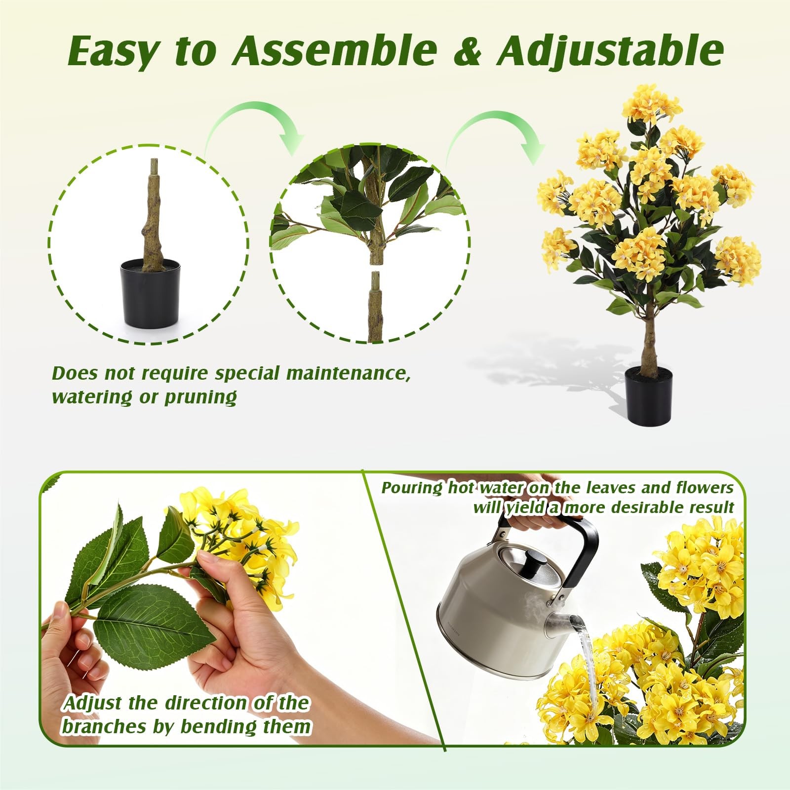 2 Pack 3ft Artificial Hydrangea Tree Faux Hydrangea Plant Indoor Outdoor Fake…