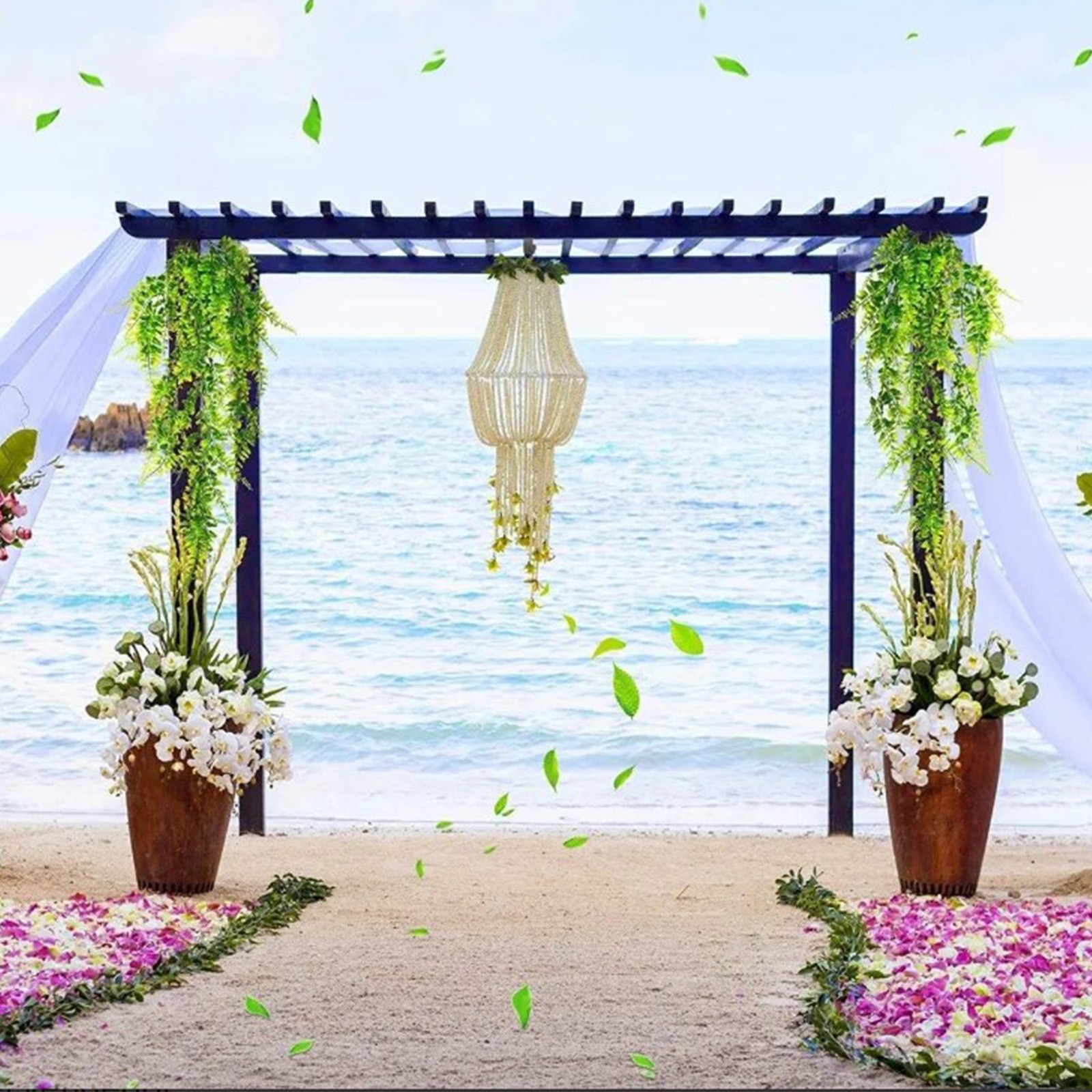2pcs Artificial Hanging Plants Fern Lifelike Decoration For Home Green 75cm