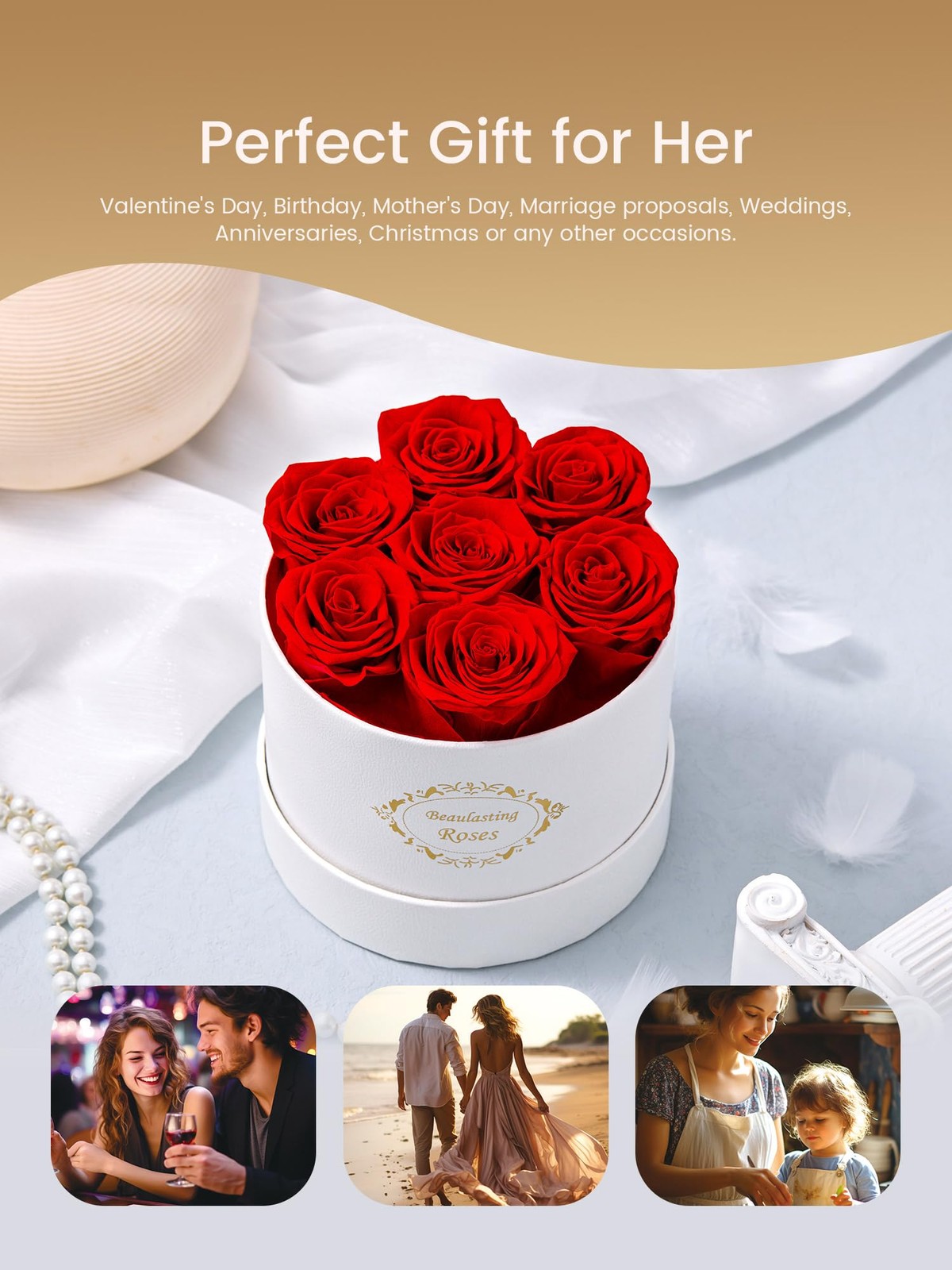 Roses in a Box, Preserved Flowers, Forever Flowers for Delivery Prime